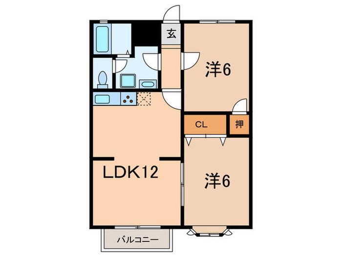 ル・シェール岩園(2LDK/2階)の間取り写真