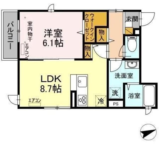 ボヌールATK(1LDK/2階)の間取り写真