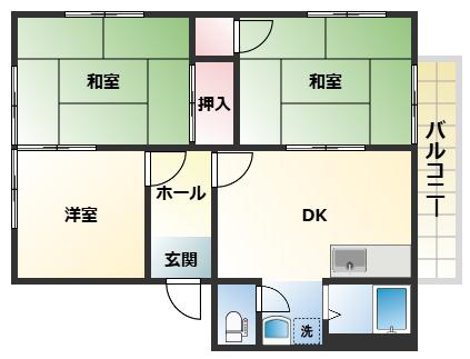 ドミールクルス(3DK/2階)の間取り写真