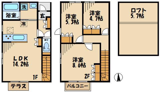 フォレストメゾン聖蹟(3LDK/2階)の間取り写真