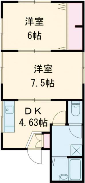 ハイネスS(2DK/1階)の間取り写真