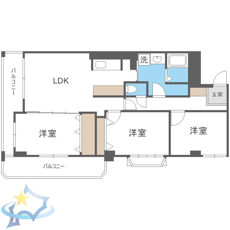 チサンマンション円山公園(3LDK/8階)の間取り写真