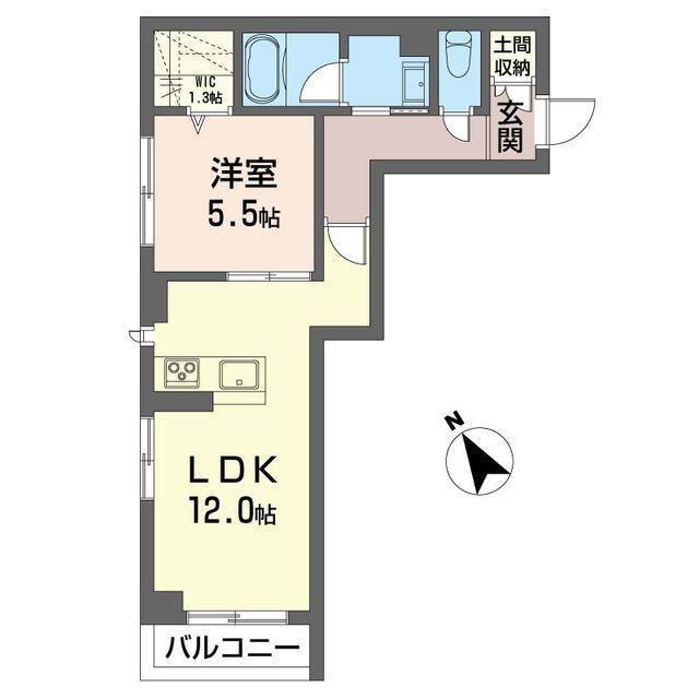 エクセレント武蔵浦和リュクス(1LDK/3階)の間取り写真
