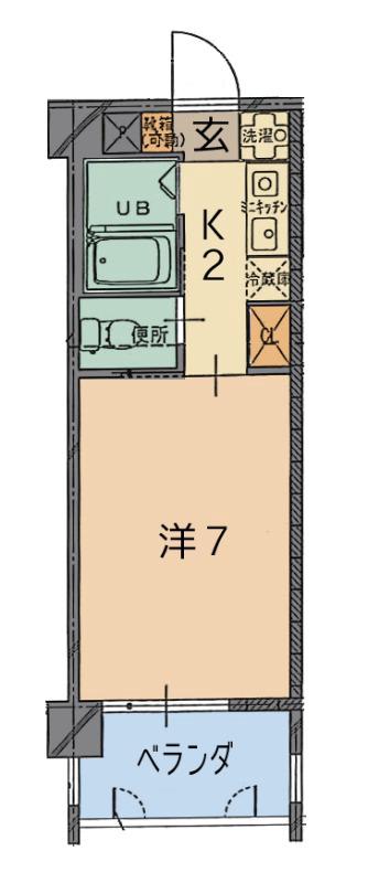 トーマス西崎Ⅱ(1K/5階)の間取り写真
