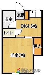柏原ハウス(1DK/1階)の間取り写真