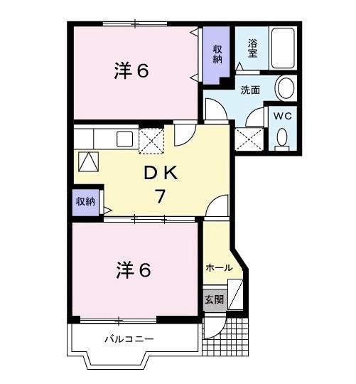 ヴィラ・アヴニールB(2DK/1階)の間取り写真