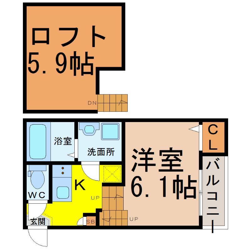 YS SQUARE名城公園(1K/2階)の間取り写真
