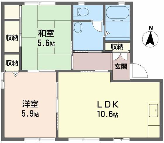 構壱番館A棟(2LDK/1階)の間取り写真