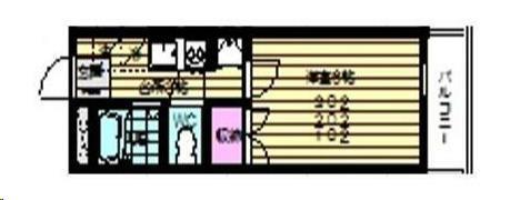 スカイヒルズ川内(1K/3階)の間取り写真