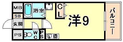 エクシード武庫之荘Ⅱ(ワンルーム/4階)の間取り写真