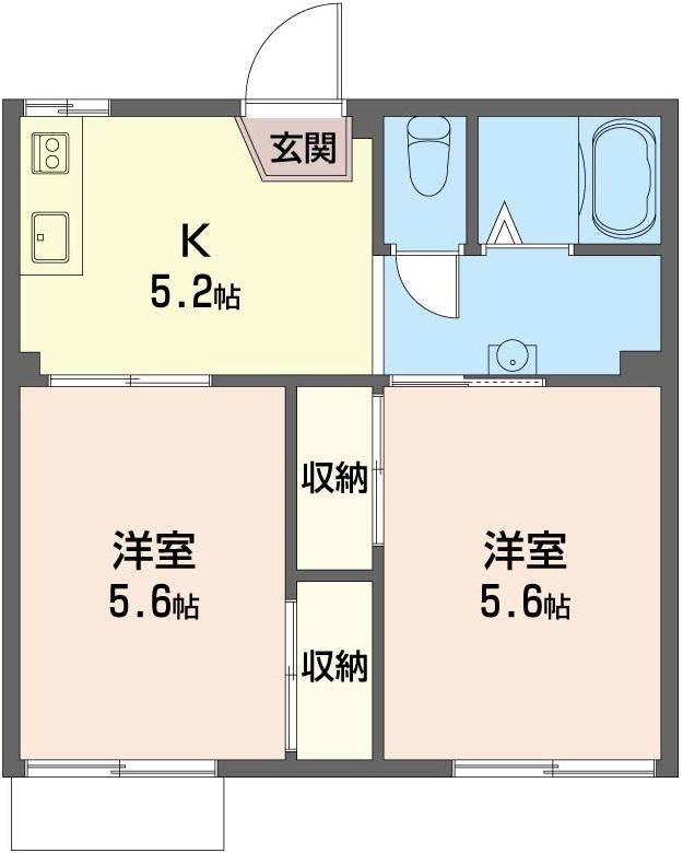 ウッディタウン B(2K/1階)の間取り写真