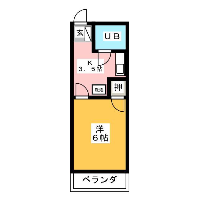 グリーンハイツII(1K/2階)の間取り写真