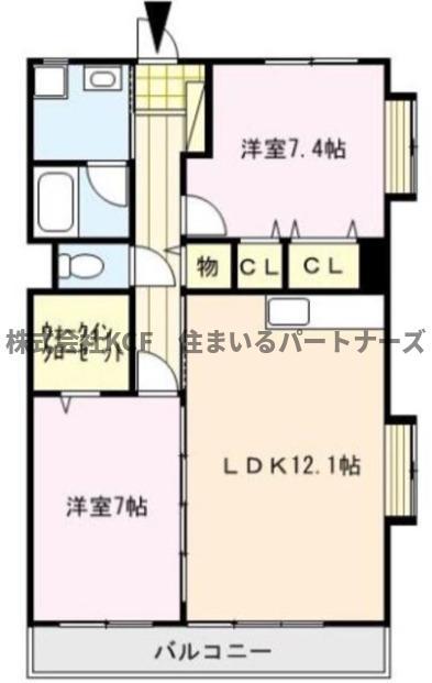 クロスロード(2LDK/1階)の間取り写真