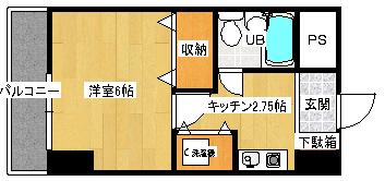 K・アルカディア(1K/4階)の間取り写真