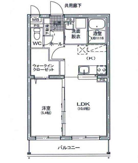 ユーミーマンション別府石垣(1LDK/4階)の間取り写真