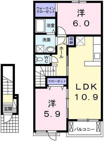 サンフローラ(2LDK/2階)の間取り写真