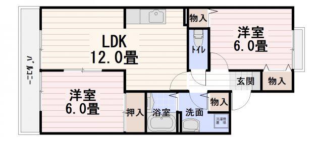 セジュール・ルポ(2LDK/2階)の間取り写真