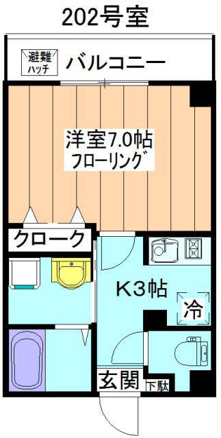 エクセル文京千駄木(1K/2階)の間取り写真