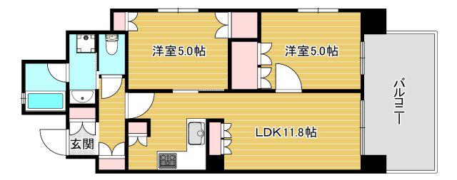 リーガル南久宝寺II(2LDK/6階)の間取り写真