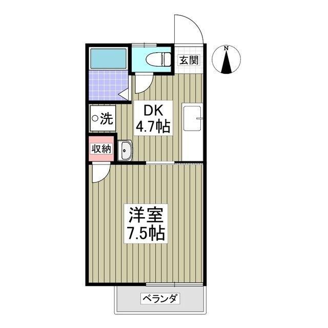 グリーンハイツホリ(1DK/2階)の間取り写真