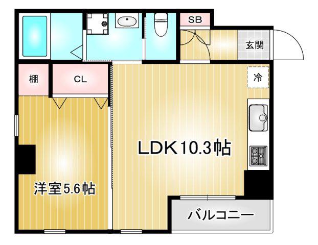 サンエスケーイワタ丸の内(1LDK/3階)の間取り写真
