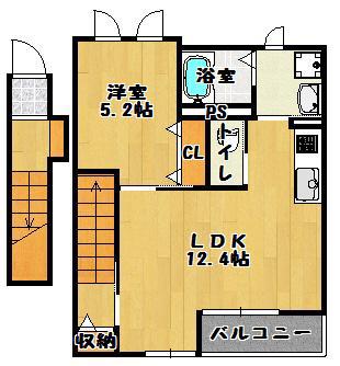 メゾン ド ソレイユ(1LDK/2階)の間取り写真