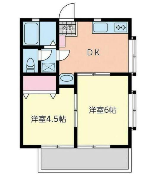 メープルガーデンハイツ(2DK/2階)の間取り写真