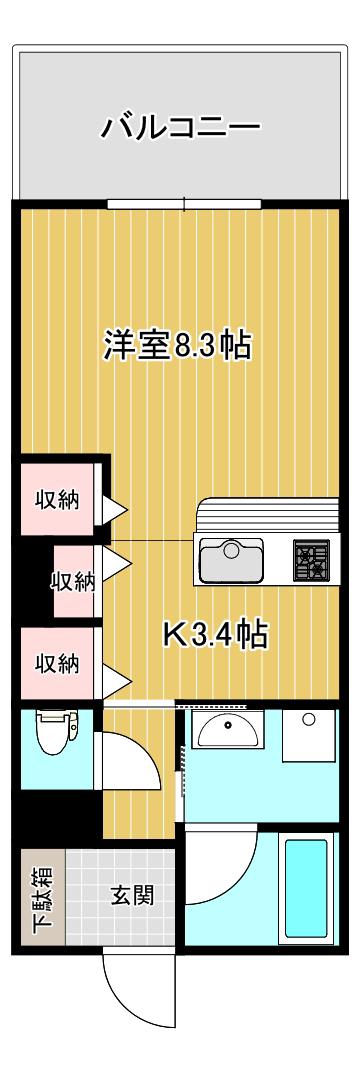 静岡鉄道静岡清水線 新静岡駅 徒歩10分 11階建 築23年(1K/5階)の間取り写真
