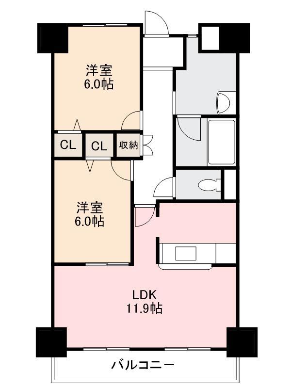 レオパルド国分寺(2LDK/4階)の間取り写真
