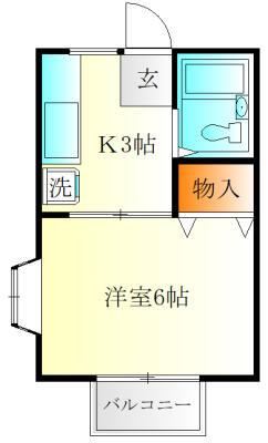 ハマハイツ(1K/2階)の間取り写真