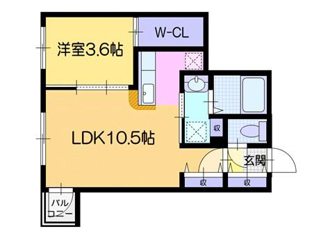 カーサAT平岸(1LDK/3階)の間取り写真