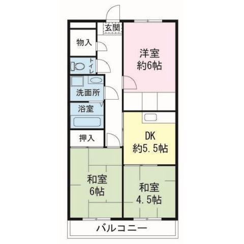 スカイレジデンス(3DK/1階)の間取り写真