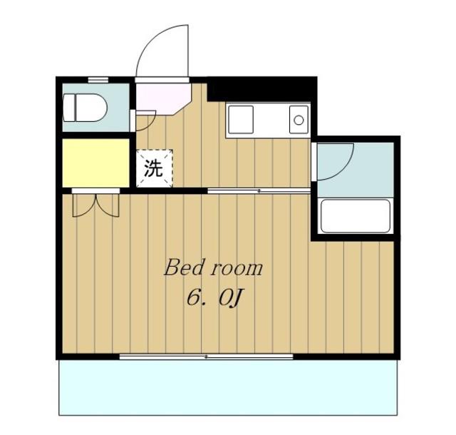 高峰コーポII(1K/4階)の間取り写真