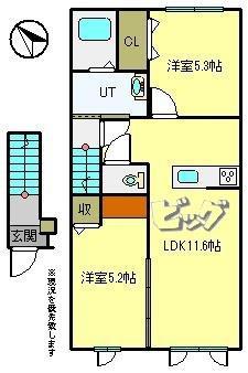 BORDO I(2LDK/2階)の間取り写真