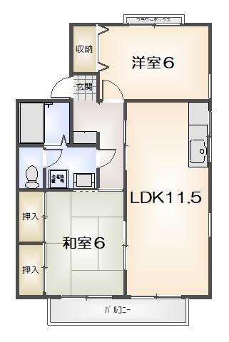 セジュール文化の森 D(2LDK/1階)の間取り写真