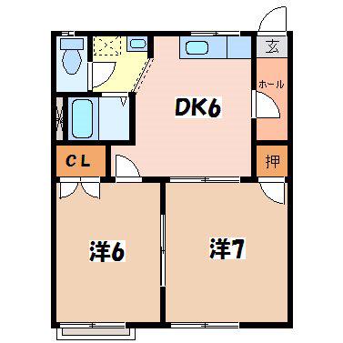 フォーブルミサワ(2DK/1階)の間取り写真
