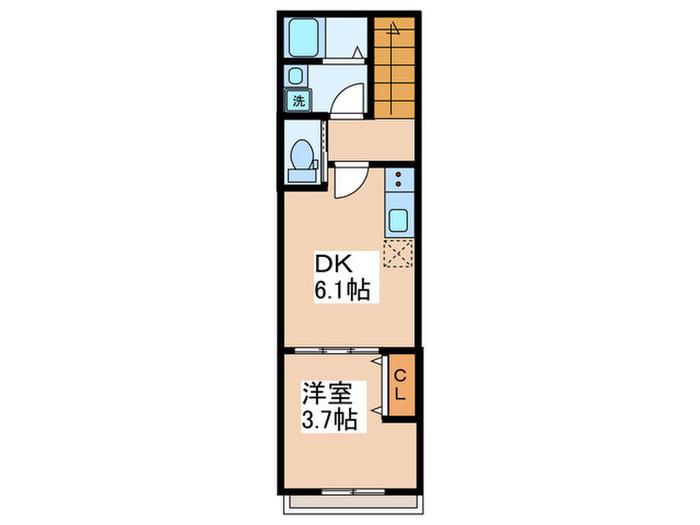 ソルナクレイシア氷川台(1DK/2階)の間取り写真