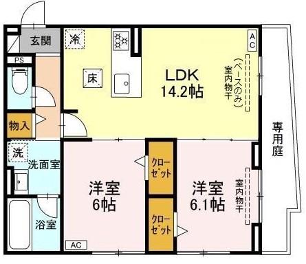 セレスティア唐山町(2LDK/1階)の間取り写真