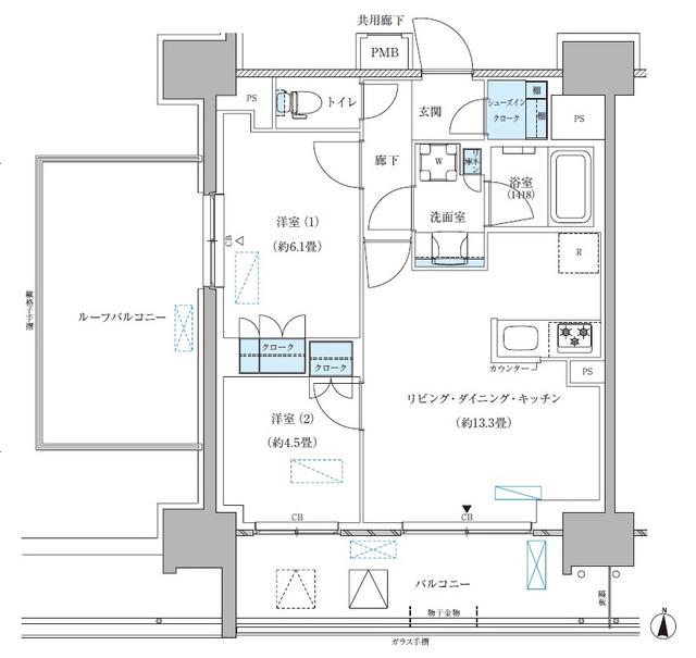 パークアクシス西大島コンフォートスクエア(2LDK/13階)の間取り写真