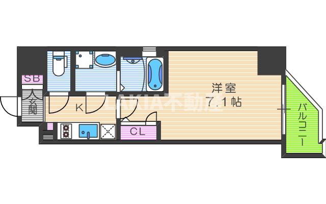 ララプレイス大阪福島ミラ(1K/6階)の間取り写真