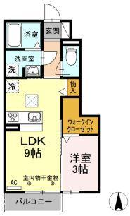 ドエル上西(1LDK/1階)の間取り写真