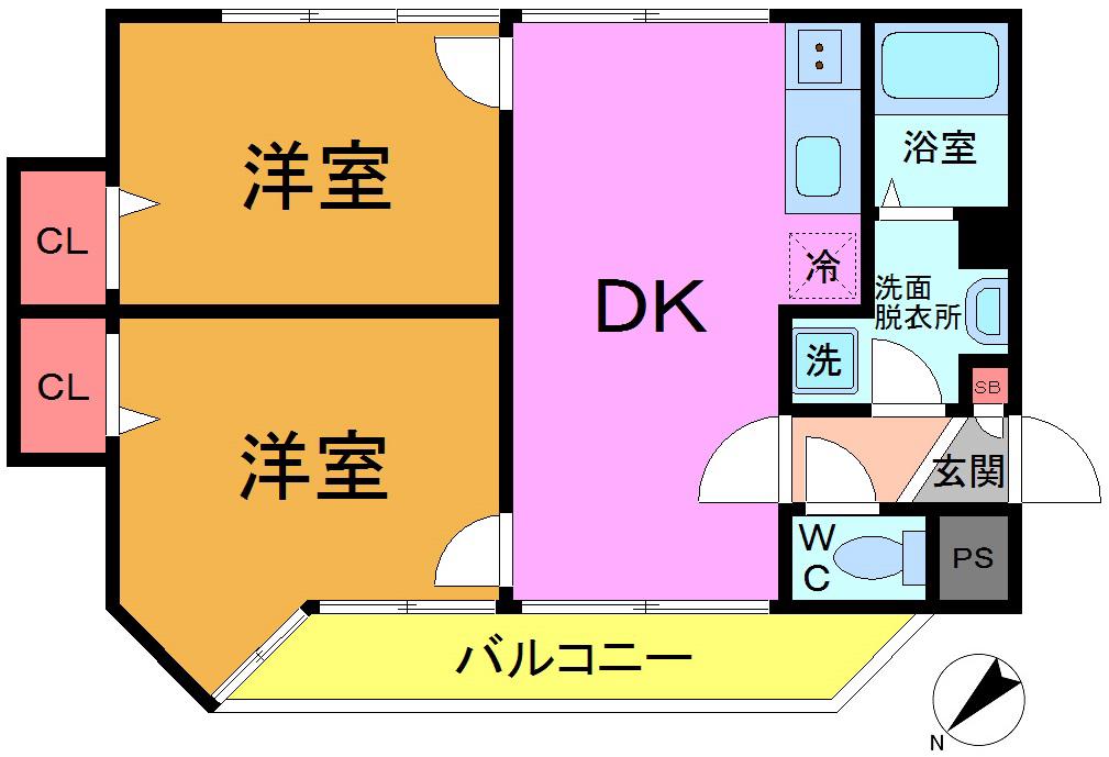 渋谷レジデンス(2DK/4階)の間取り写真