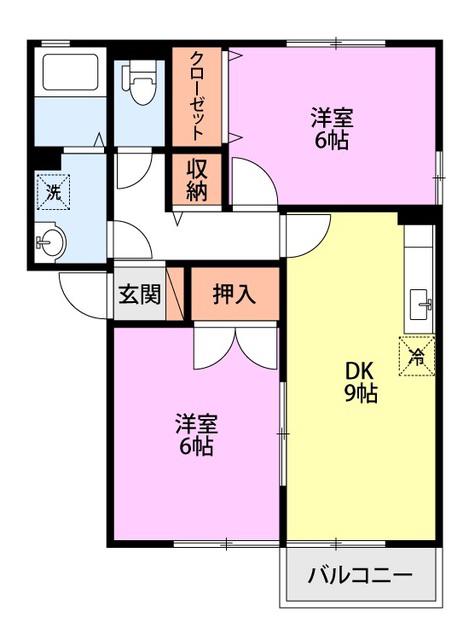 サニーフラットA(2DK/1階)の間取り写真