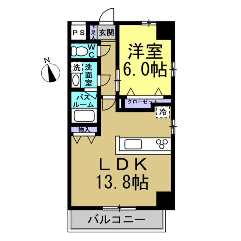 コントレイルりんくう常滑(1LDK/1階)の間取り写真
