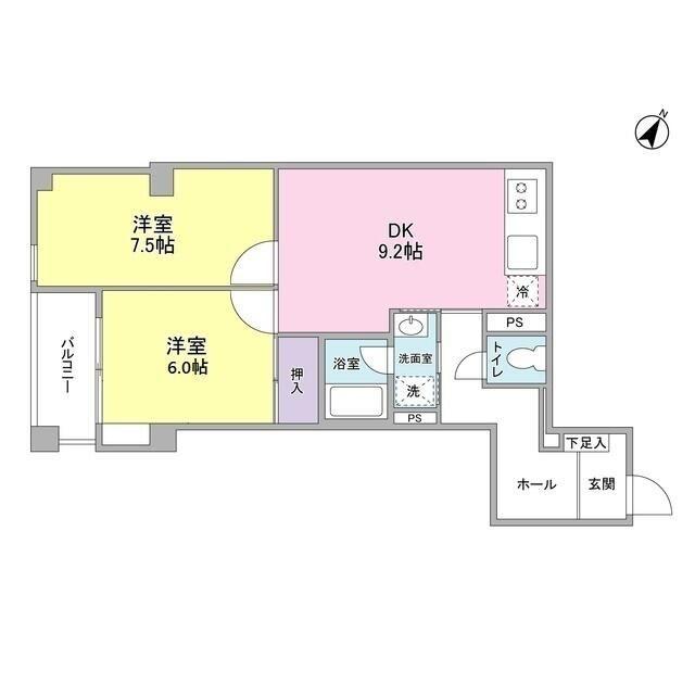 長津田ポストビル(2DK/3階)の間取り写真