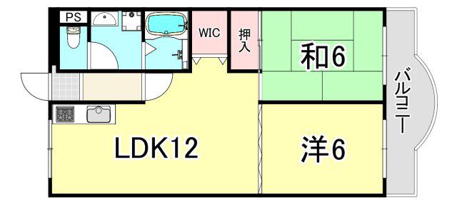 レジデンス塚口(2LDK/5階)の間取り写真
