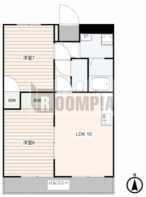 横幕レズィデンスI(2LDK/4階)の間取り写真