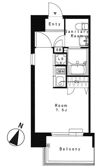 MS高砂(ワンルーム/6階)の間取り写真