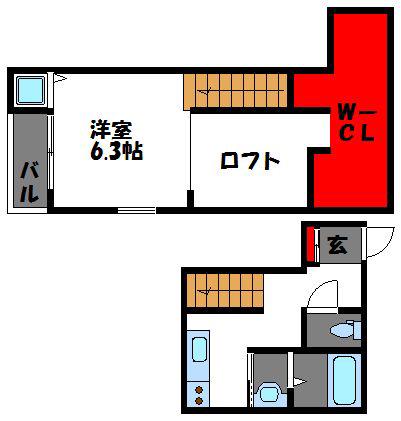 ピエス千早A(1K/1階)の間取り写真