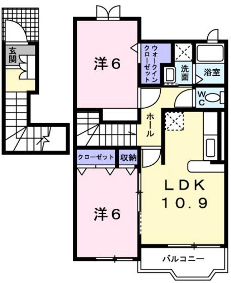 サン フィオーレ(2LDK/2階)の間取り写真